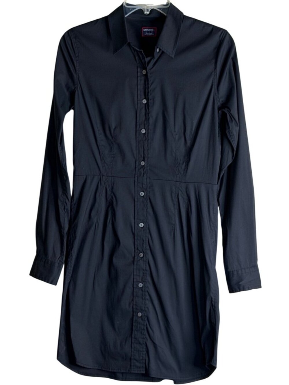 Untuckit Marisol Button Front Long Sleeve Dress Black Size 4